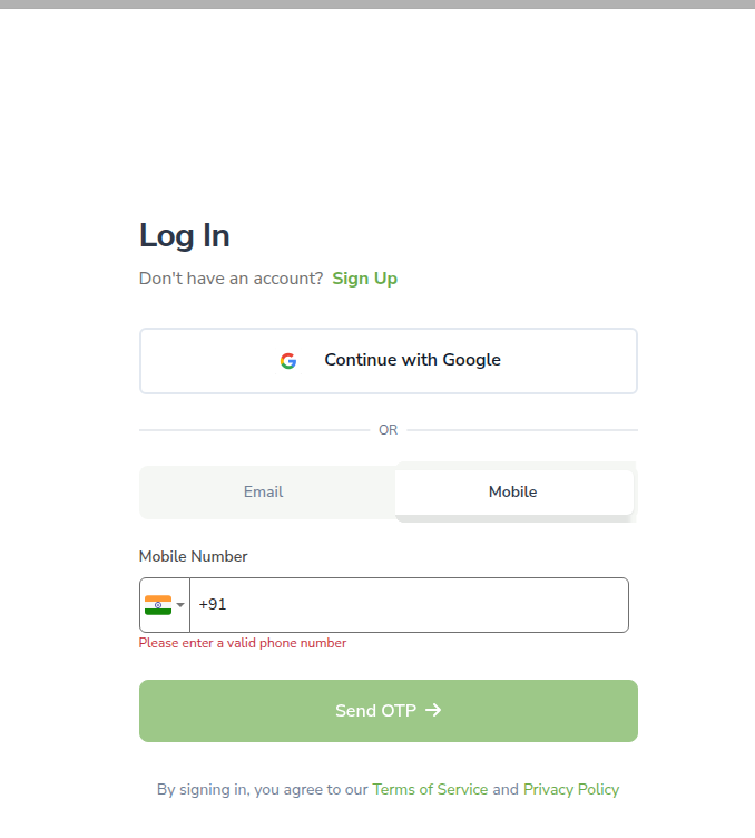 Log in with your WhatsApp number