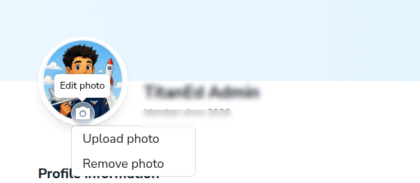 Profile photo menu