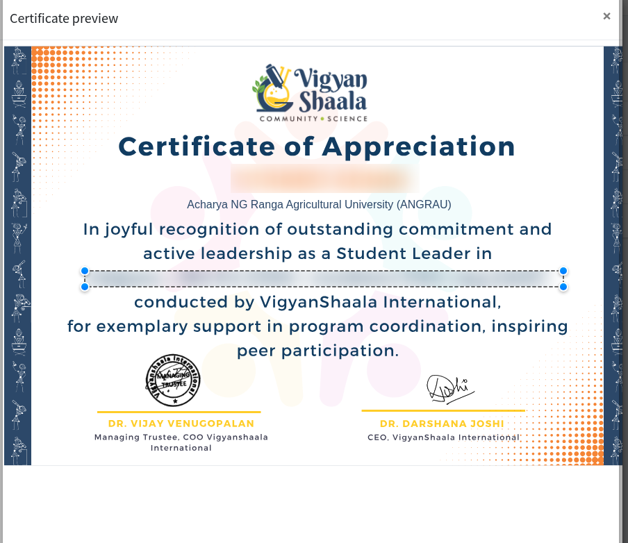 Certificate preview