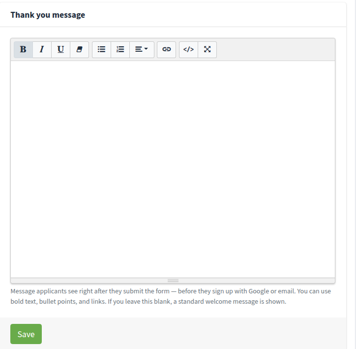 Thank you message