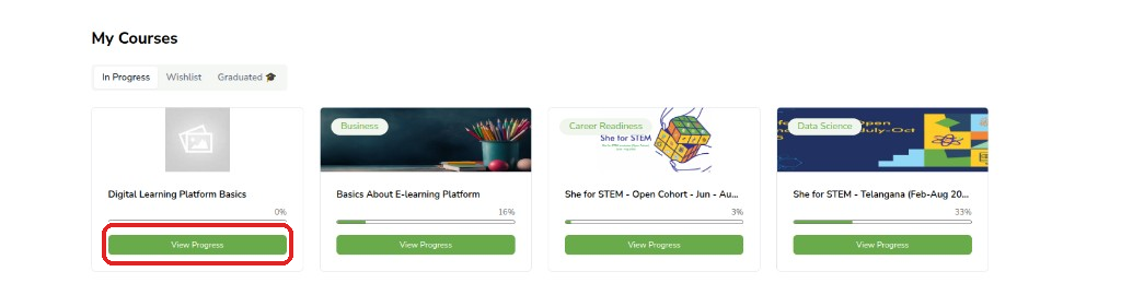 My Courses tabs