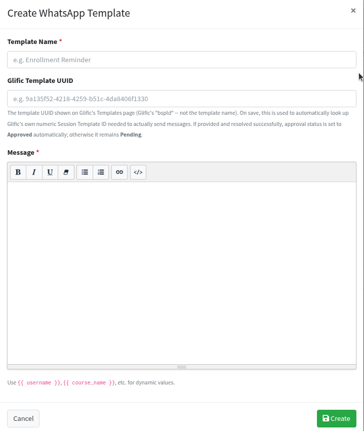 Create WhatsApp Template