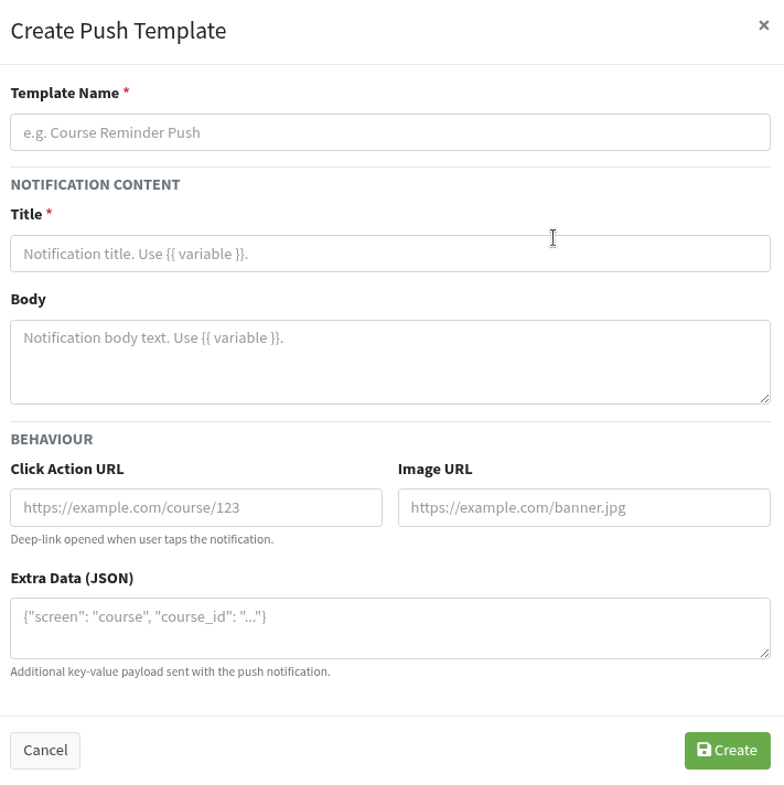 Create Push Template