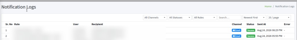 Notification Logs