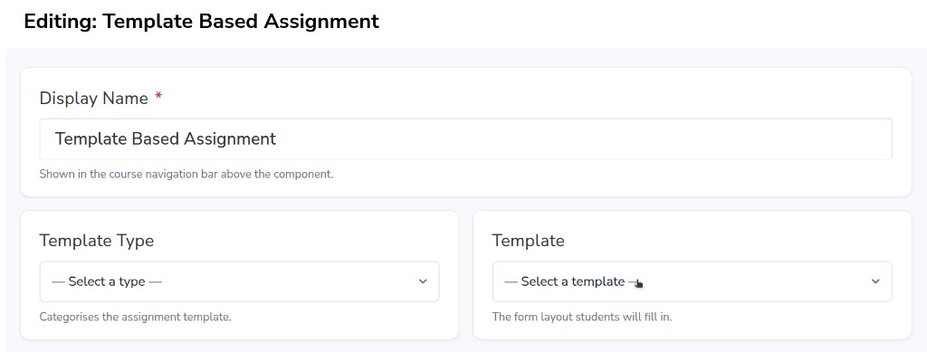 Editing: Template Based Assignment