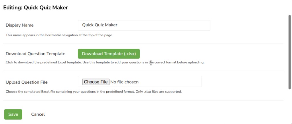 Editing: Quick Quiz Maker