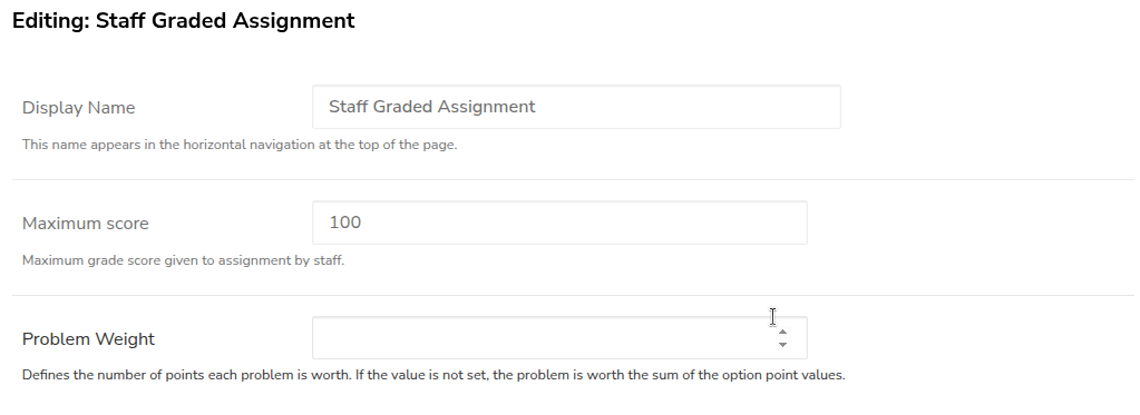 Editing: Staff Graded Assignment