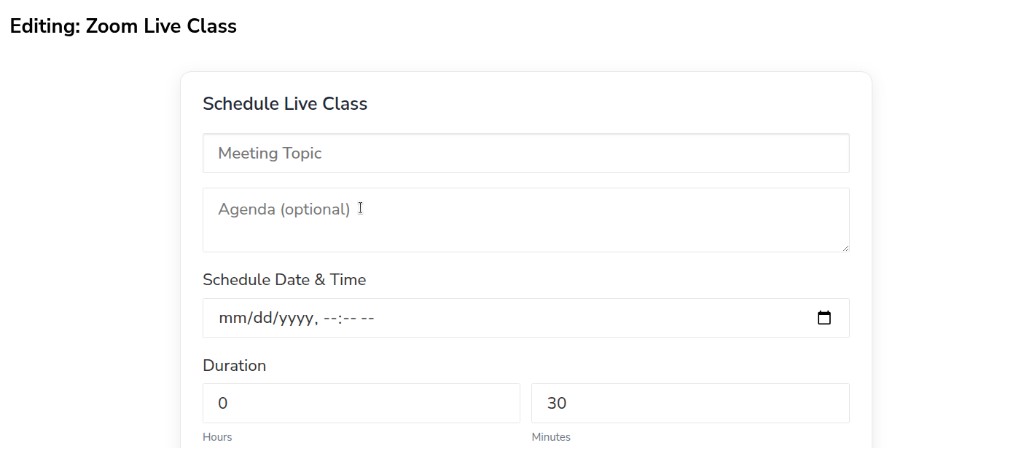 Schedule Live Class