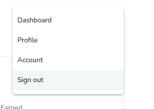 User menu with Sign out