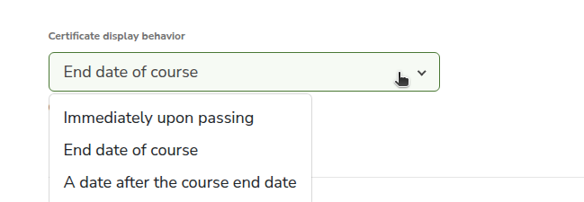 Certificate display behavior
