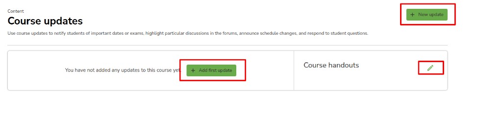 Course updates