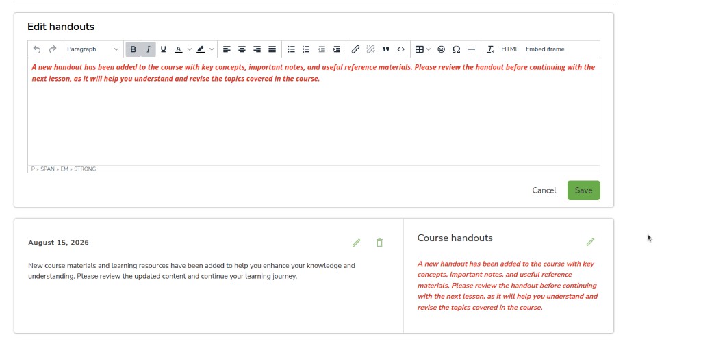 Edit handouts