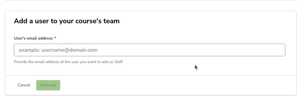Add a user to your course's team