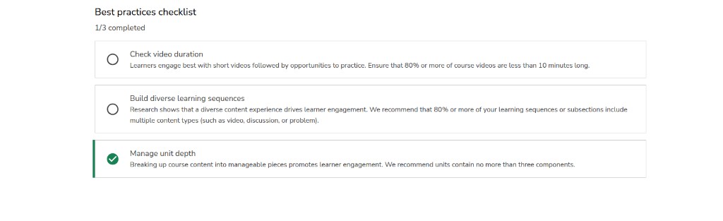 Best practices checklist