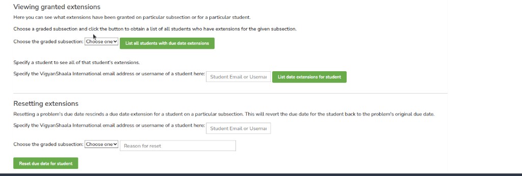 Viewing granted extensions