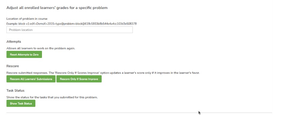 Adjust all enrolled learners' grades for a specific problem
