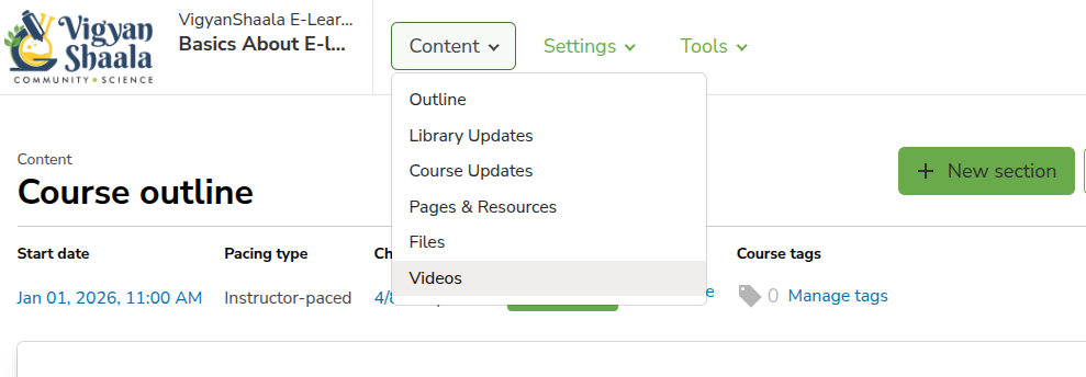 Content → Videos