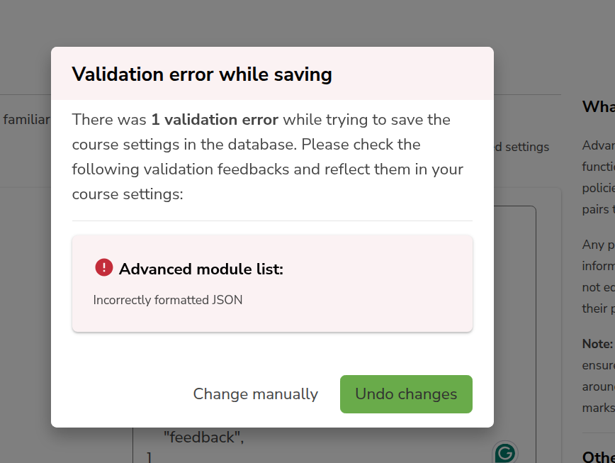 Validation error while saving