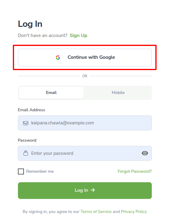 Continue with Google