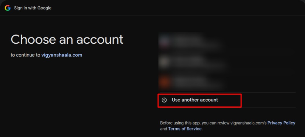 Use another account
