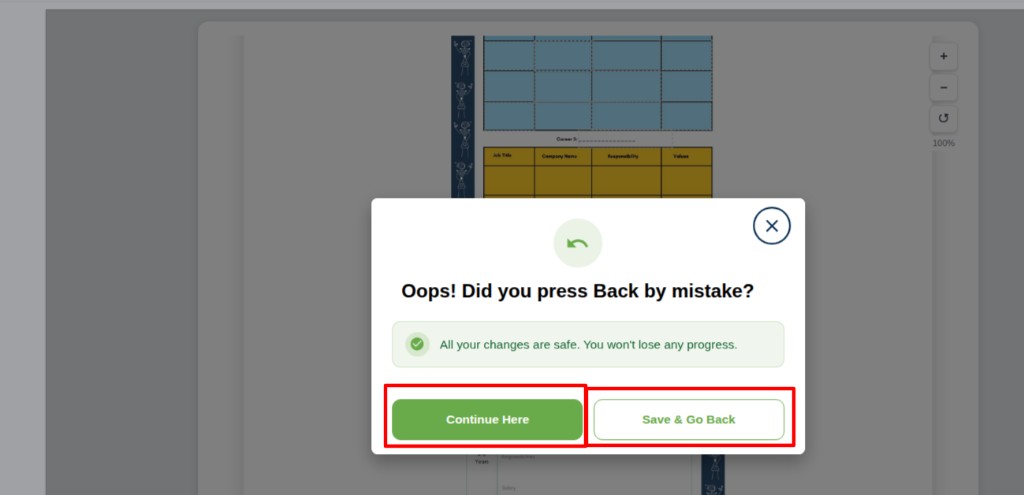 Back popup