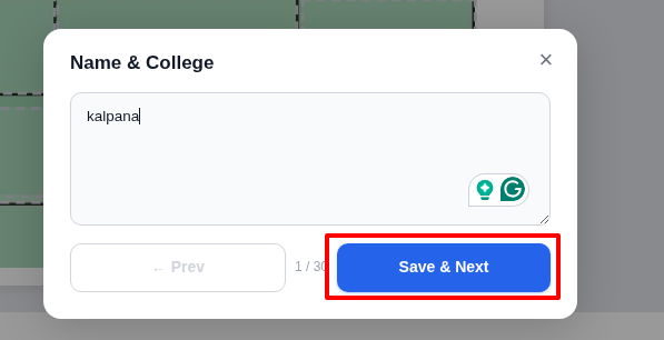 Save & Next