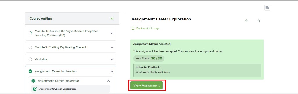 Assignment accepted with score
