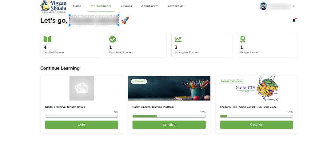 My Dashboard after admin login