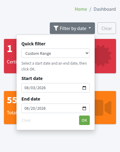 Start date and End date