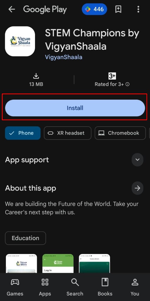 Tap Install on Play Store
